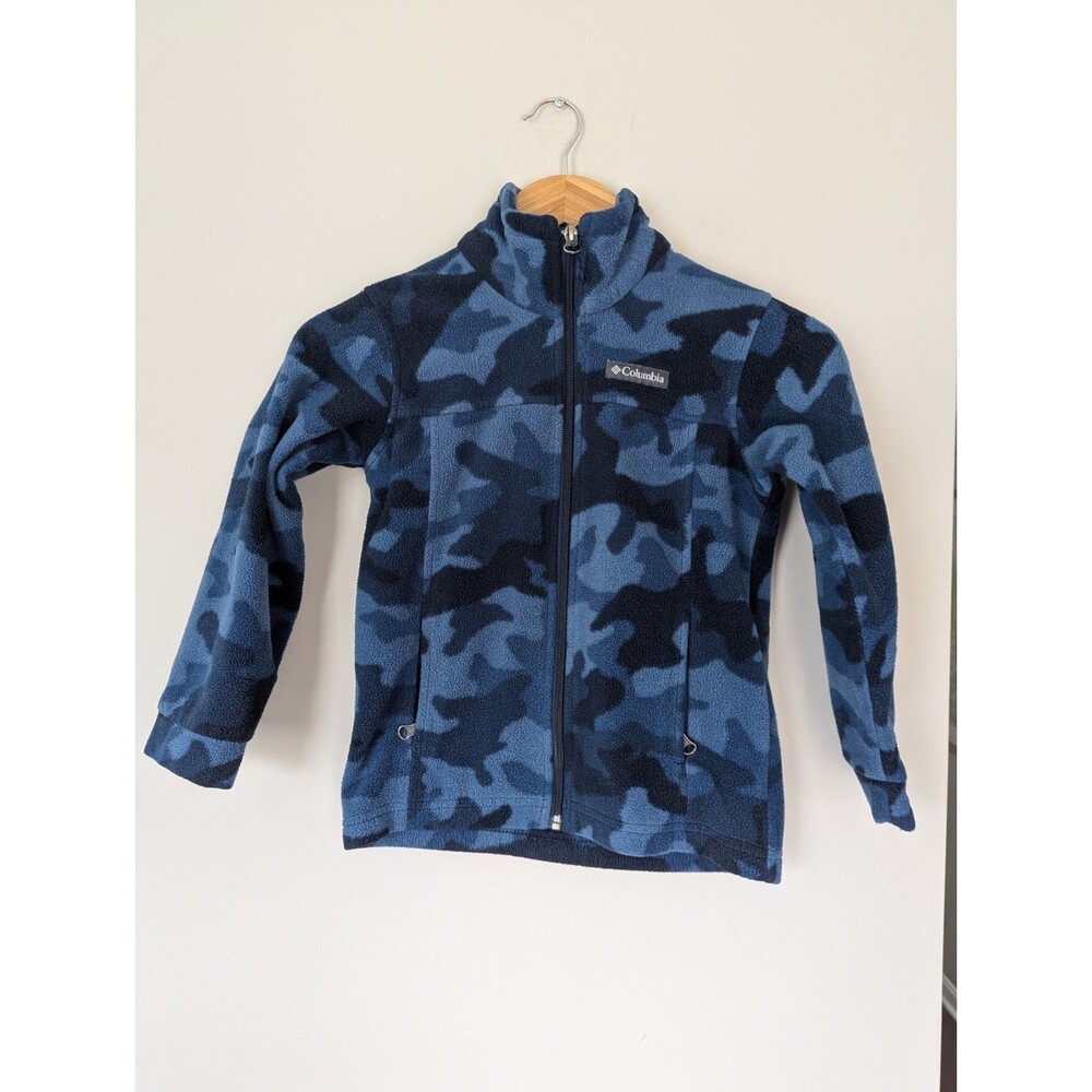 Columbia Kids Blue Camouflage Fleece Jacket Full Zip Size XS 6-7